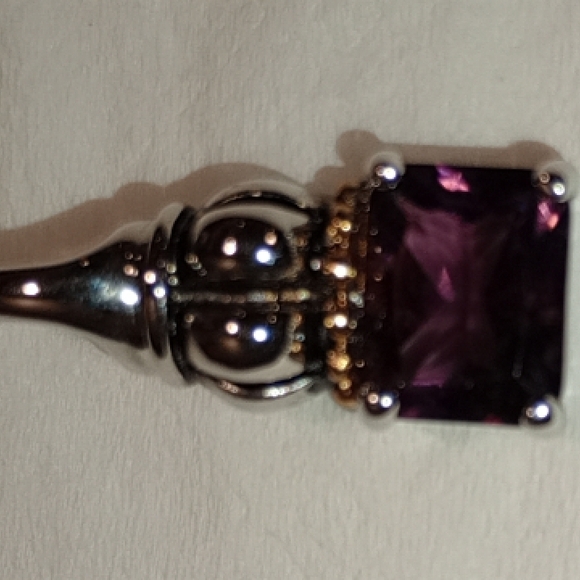 Vintage Slider Charm With Amethyst Colored Gemstone And Caviar Setting - Picture 13 of 14